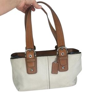 Coach "Alex Soho" Cream Tan Leather Handbag K0820-F13109 Hobo Tote Shoulder Bag